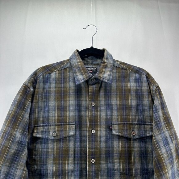 Polo Jeans Co. Ralph Lauren Shirt Men M Button Up Long Sleeve Flannel Plaid Blue - Picture 3 of 11